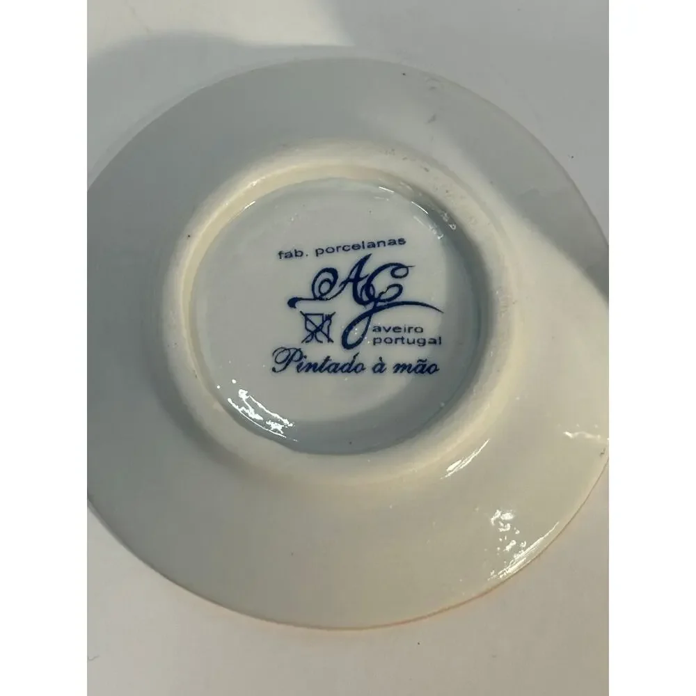 Beautiful Hand Painted Demitasse Delicate Pink Gold Aveiro Portugal Espresso Cup
